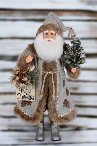 Karen Didion Originals Lighted Silver Pine Santa