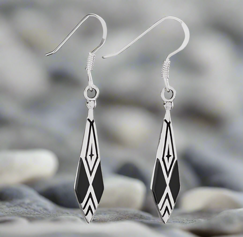 Tiger Mountain Jewelry Black Diamond Sterling Silver and Black Onyx Earrings- E4745