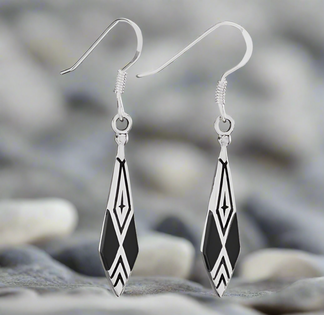 Tiger Mountain Jewelry Black Diamond Sterling Silver and Black Onyx Earrings- E4745