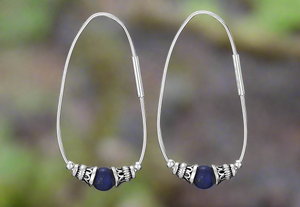 Tiger Mountain Jewelry Pleased To Meet You Sterling Silver and Lapis Hoop Earrings- E3838