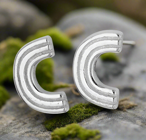 Tiger Mountain Jewelry Rainbow Sterling Silver Stud Earrings- E5086