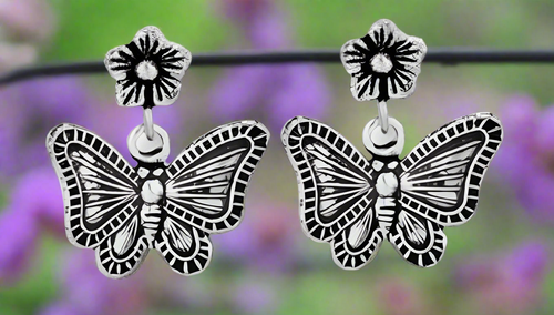 Tiger Mountain Jewelry Flutterby Sterling Silver Post Earrings- E4421