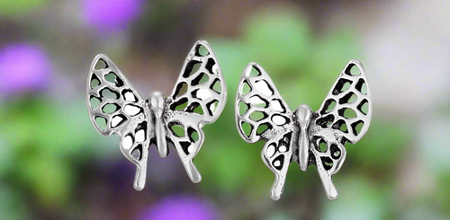 Tiger Mountain Jewelry Now You See Me Sterling Silver Butterfly Post Earrings- E4306