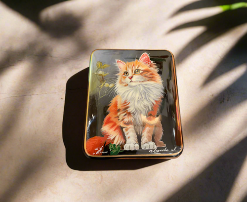 Russian Lacquer Box- Orange Cat