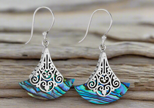 Tiger Mountain Jewelry Beach Party Paua Shell and Sterling Silver Earrings- E4442
