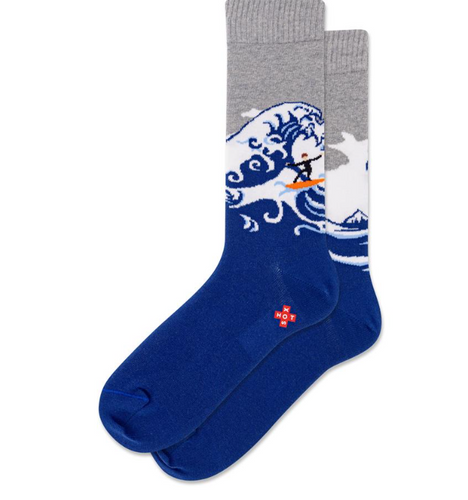 HotSox Men's Ride the Wave Crew Socks