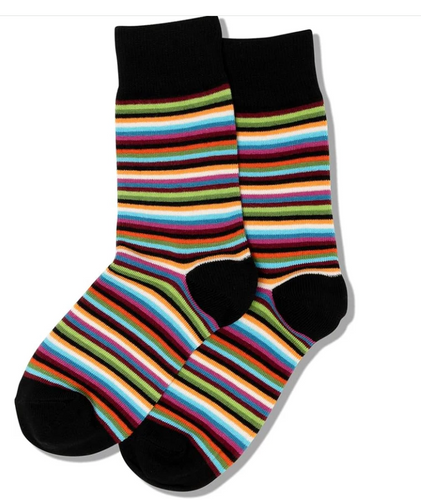 HotSox Classic Stripes Women's Crew Socks-Black