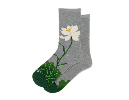 HotSox White Lotus Womens Crew Socks
