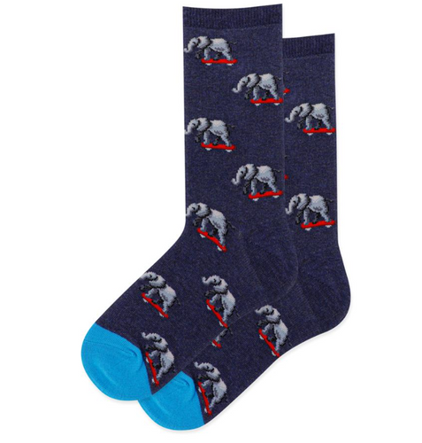 Kid's Skateboarding Elephant Crew Sock- L/XL