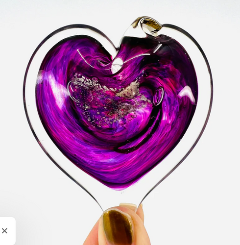Luke Adams Glass Heart Ornament, Alexandrite