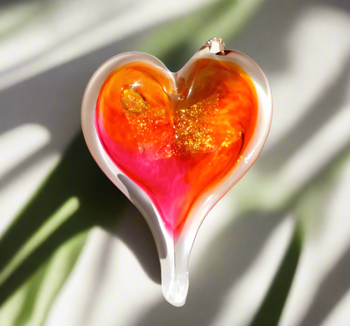 Luke Adams Glass Heart Suncatcher - Happiness