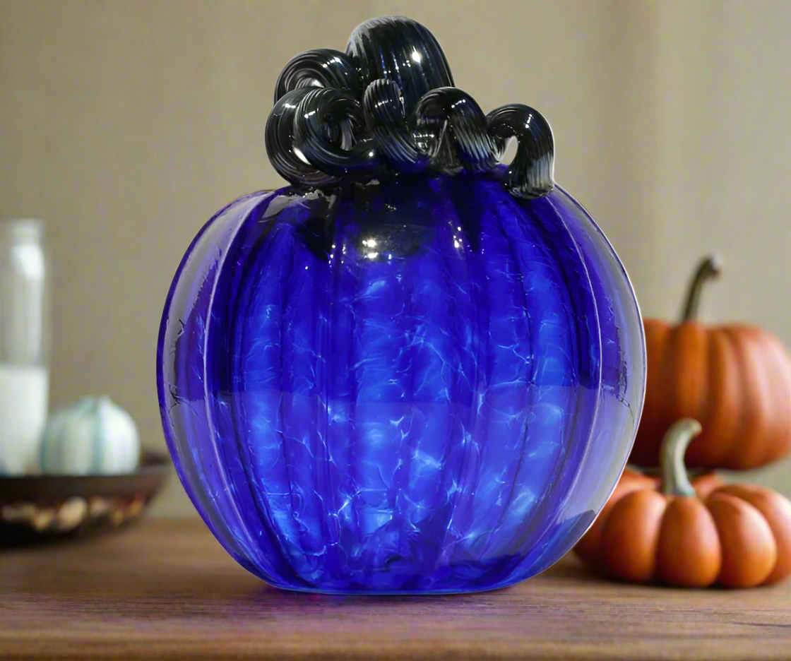 Luke Adams Glass Cobalt Blue Pumpkin- Small