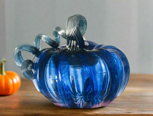 Luke Adams Glass Squat Pumpkin- Cobalt Blue