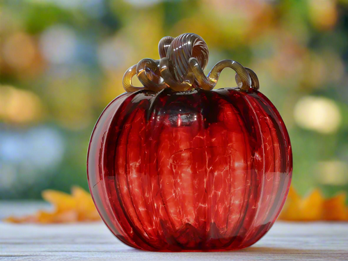 Luke Adams Glass Cranberry Pumpkin- Mini