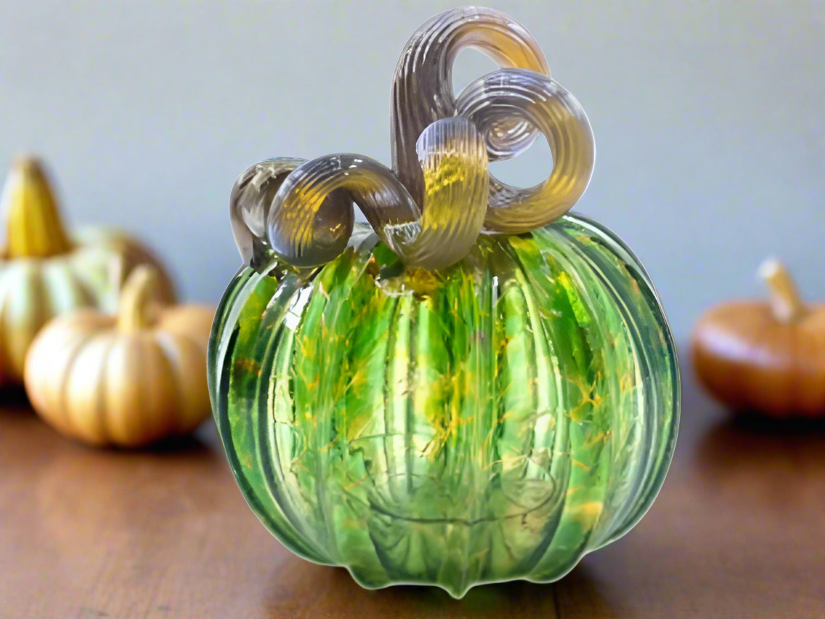 Luke Adams Glass Jewel Green Pumpkin- Mini