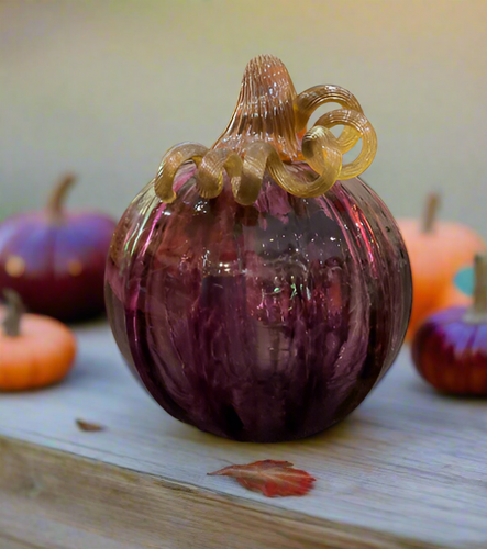 Luke Adams Glass Jewel Plum Pumpkin- Mini