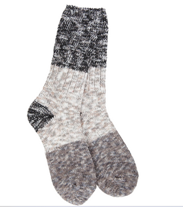 Crescent Sock Company Weekend Ragg Crew Colorblock- Stone Multi