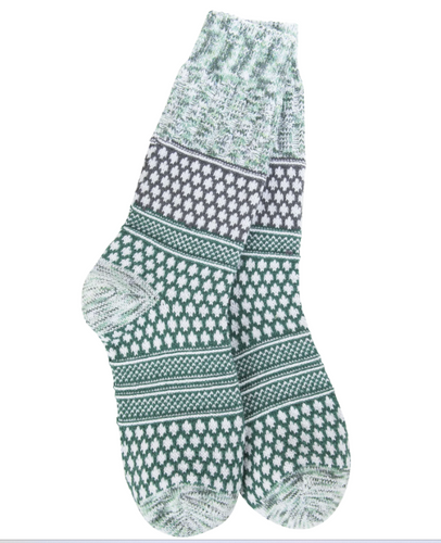 Crescent Sock Company Holiday Gallery Textured Crew- Spruce Multi
