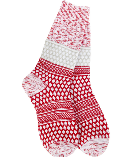 Crescent Sock Company Holiday Gallery Textured Crew- Peppermint