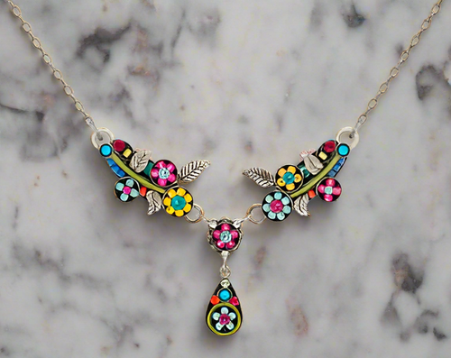 Firefly Jewelry Scalloped Flower Necklace With Drop-9226MC