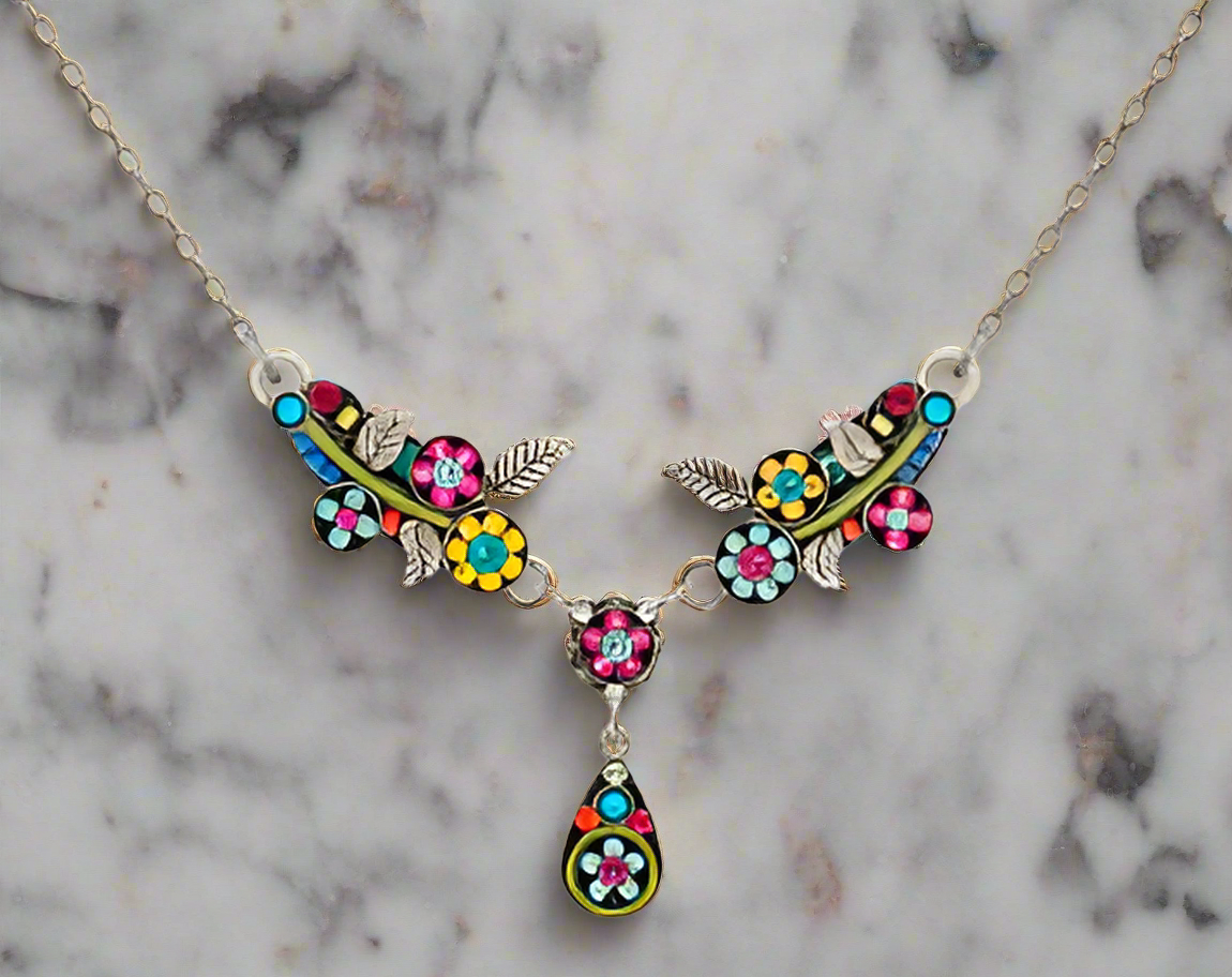Firefly Jewelry Scalloped Flower Necklace With Drop-9226MC