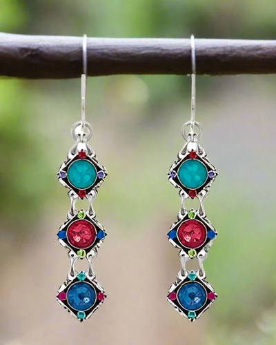 Firefly Jewelry Rainbow Three Tier Diamond Shape Drop Earrings- E786JT