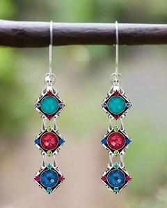 Firefly Jewelry Rainbow Three Tier Diamond Shape Drop Earrings- E786JT