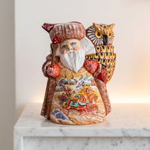 Load image into Gallery viewer, Hand Crafted Russian Santa With Owl
