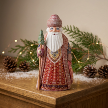 Load image into Gallery viewer, Hand Carved Russian Santa With Tree Staff
