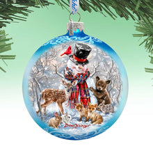Load image into Gallery viewer, Frosty and His Forest Friends Glass Ornament Limited Edition by G. DeBrekht - Christmas Decor - 73908-DG
