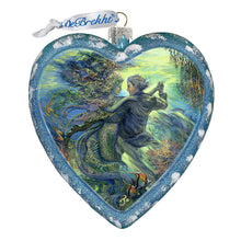 Load image into Gallery viewer, For the Love of a Mermaid Heart Glass Ornament Limited Edition by Josephine Wall - Coastal Holiday Décor - 738-410-JW
