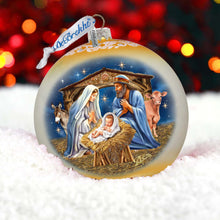Load image into Gallery viewer, From Stable to Savior Lg Glass Ornament by G.Debrekht - Nativity Holiday Decor - 73956G

