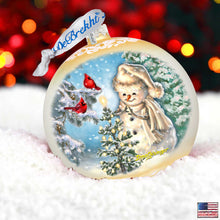 Load image into Gallery viewer, Glowing Snowman Lg Glass Ornament in Gold by Gelsinger - Christmas Decor - 73926G-DG
