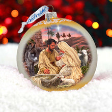 Load image into Gallery viewer, A Miracle Is Born in Gold Lg Glass Ornament by D. Gelsinger - Nativity Holiday Decor - 73952G
