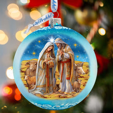 Load image into Gallery viewer, Betelhems Miracle in Blue Lg Glass Ornament by G.Debrekht - Nativity Holiday Decor - 73939B
