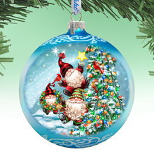 Load image into Gallery viewer, Reaching High Dwarfs Lg Glass Ornament in Blue by Gelsinger - Christmas Decor - 73927B-DG

