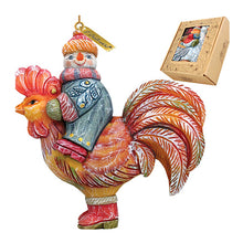 Load image into Gallery viewer, Snowman Riding Rooster Sculpted Hand-Painted Christmas Ornament by G. DeBrekht - Christmas Santa Snowman Decor - 63134
