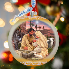 Load image into Gallery viewer, A Miracle Is Born in Gold Lg Glass Ornament by D. Gelsinger - Nativity Holiday Decor - 73952G
