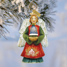 Load image into Gallery viewer, Angel with Bell Sculpted Hand-Painted Christmas Figurine by G. DeBrekht - Christmas Santa Snowman Decor - 657101
