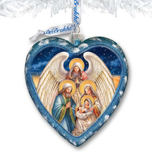 Load image into Gallery viewer, Angel's Divine Presence Nativity Heart Glass Ornament by G. Debrekht - Nativity Holiday Decor - 738-094
