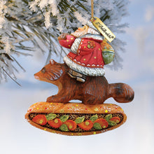Load image into Gallery viewer, Santa On Raccoon Sculpted Hand-Painted Christmas Ornament by G. DeBrekht - Christmas Santa Snowman Decor - 63132
