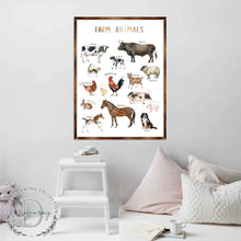 Load image into Gallery viewer, Farm Animals - Wooden Kids Room Decor - First day of school gift - ABC 123 Kids - Montessori Homeschool wooden poster I Educational Poster - Classroom Decor - 310215

