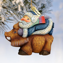 Load image into Gallery viewer, Santa On Boar Sculpted Hand-Painted Christmas Ornament by G. DeBrekht - Christmas Santa Snowman Decor - 63144
