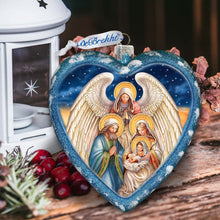 Load image into Gallery viewer, Angel's Divine Presence Nativity Heart Glass Ornament by G. Debrekht - Nativity Holiday Decor - 738-094
