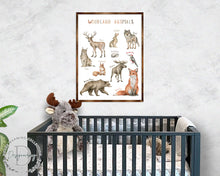 Load image into Gallery viewer, Woodland Animals Kids Room Decor - Montessori Wooden Poster - Homeschool I Educational Poster - Classroom Decor - Playroom Art - 310220
