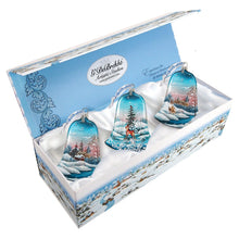 Load image into Gallery viewer, Winter Bells Glass Ornament Set of 3 by G. DeBrekht - Christmas Decor - 73180-B3
