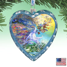 Load image into Gallery viewer, Butterfly Fairy Heart Glass Ornament Limited Edition by Josephine Wall - Christmas Decor - 738-409-JW
