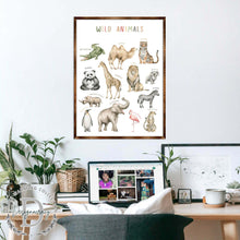 Load image into Gallery viewer, Wild Animals Kids Room Decor - Montessori Wooden Poster - Homeschool I Educational Poster - Classroom Decor - Playroom Art - 310219
