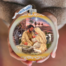 Load image into Gallery viewer, A Miracle Is Born in Gold Lg Glass Ornament by D. Gelsinger - Nativity Holiday Decor - 73952G
