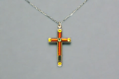 firefly jewelry, large simple cross in tangerine